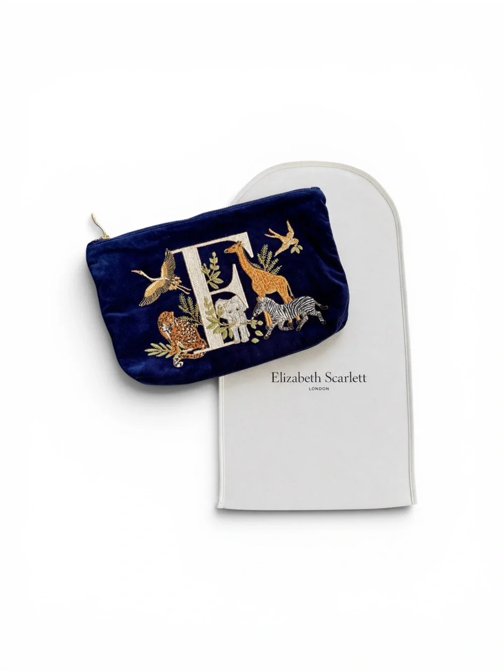 Elizabeth Scarlett Safari Alphabet “F” Everyday Velvet Pouch with Dustbag